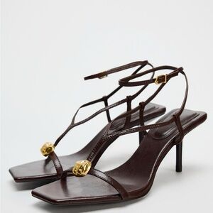 Zara strappy brown heels